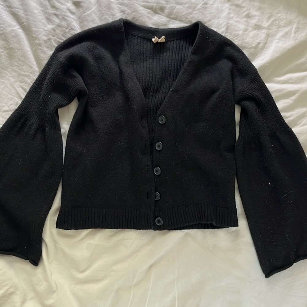 Anthropologie button down black sweater, size S